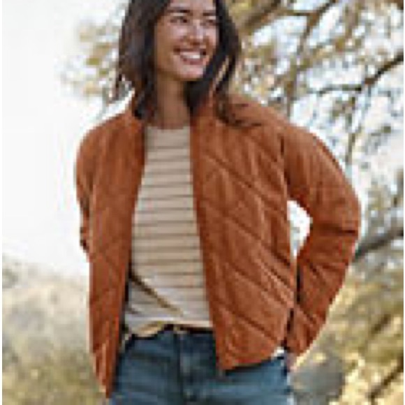 Garnet Hill Easy Quilted Knit Jacket - Lagoon block print (green with leaves) - Picture 3 of 3